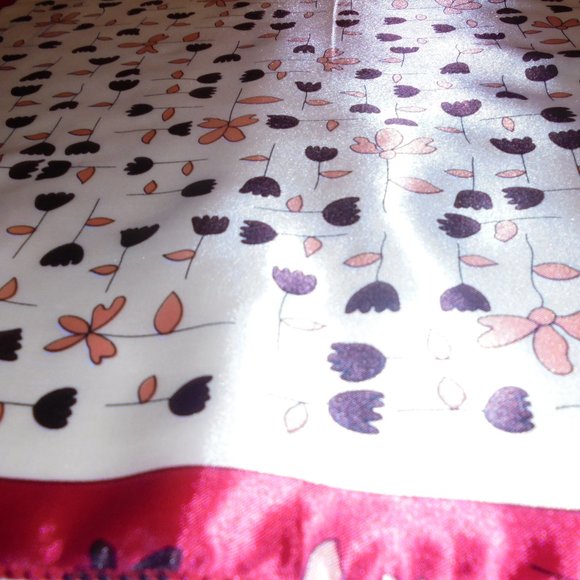 Vintage Scarf 19" Square Satin floral print neckerchief retro summer - Picture 4 of 4